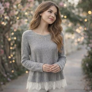 Miss Selfridge Wmn Gray Knit Wool Mohair Blend Romantic Feminine Sweater Sz 2